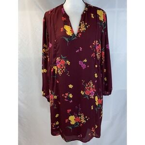 Womens OLD NAVY Burgundy Floral Print  Swing Dress Sz XL